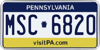 PA license plate MSC6820