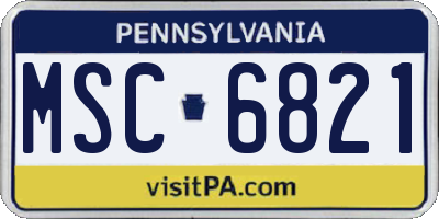 PA license plate MSC6821
