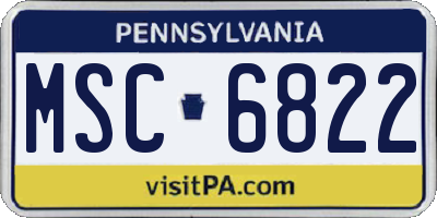 PA license plate MSC6822
