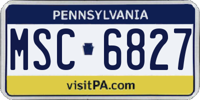 PA license plate MSC6827