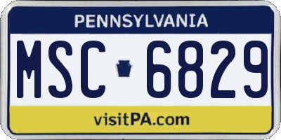 PA license plate MSC6829