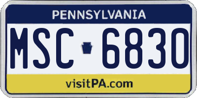 PA license plate MSC6830