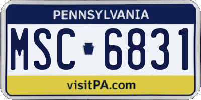 PA license plate MSC6831
