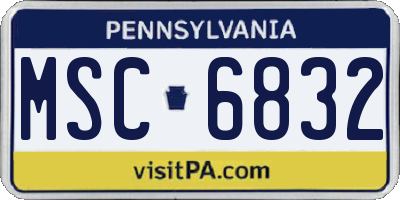 PA license plate MSC6832