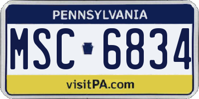 PA license plate MSC6834