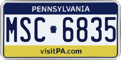 PA license plate MSC6835