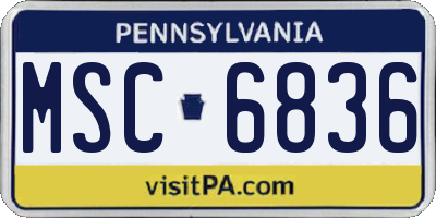 PA license plate MSC6836