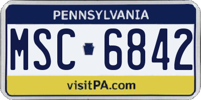 PA license plate MSC6842