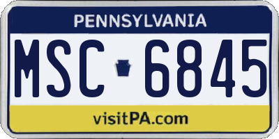 PA license plate MSC6845