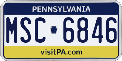 PA license plate MSC6846