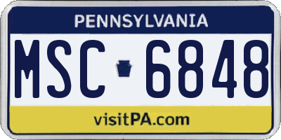 PA license plate MSC6848