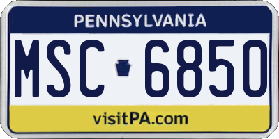 PA license plate MSC6850