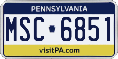 PA license plate MSC6851