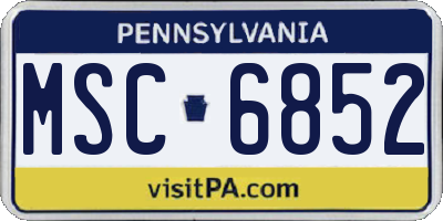 PA license plate MSC6852
