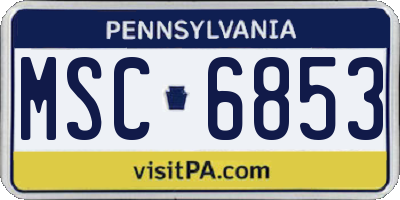 PA license plate MSC6853