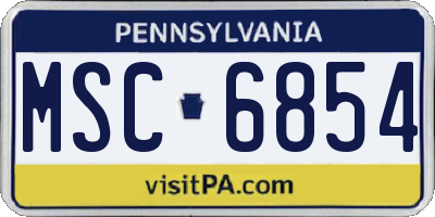 PA license plate MSC6854