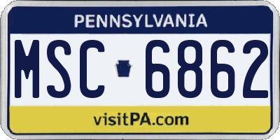 PA license plate MSC6862
