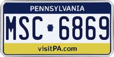 PA license plate MSC6869