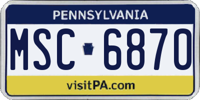 PA license plate MSC6870