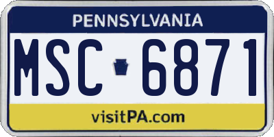 PA license plate MSC6871