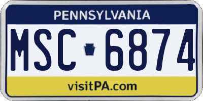 PA license plate MSC6874