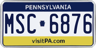 PA license plate MSC6876