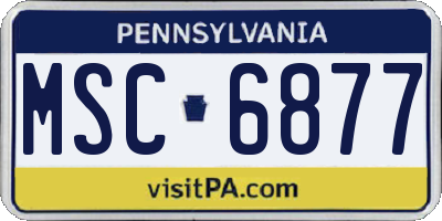 PA license plate MSC6877