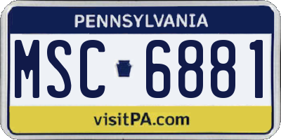 PA license plate MSC6881
