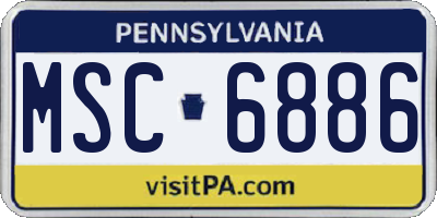 PA license plate MSC6886