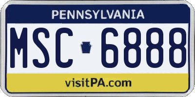 PA license plate MSC6888