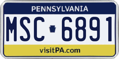 PA license plate MSC6891