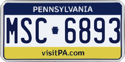 PA license plate MSC6893