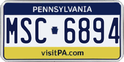 PA license plate MSC6894