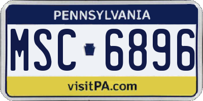 PA license plate MSC6896