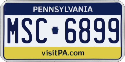 PA license plate MSC6899