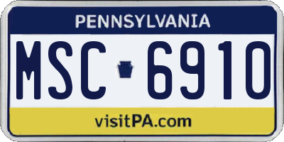 PA license plate MSC6910