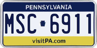 PA license plate MSC6911