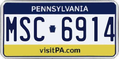 PA license plate MSC6914