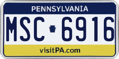 PA license plate MSC6916