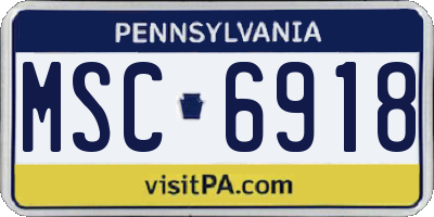 PA license plate MSC6918