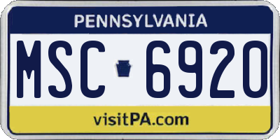 PA license plate MSC6920