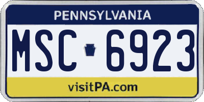 PA license plate MSC6923