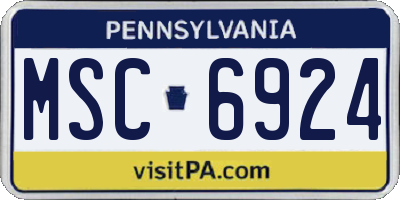 PA license plate MSC6924