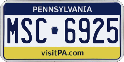 PA license plate MSC6925