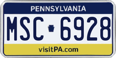 PA license plate MSC6928