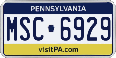 PA license plate MSC6929