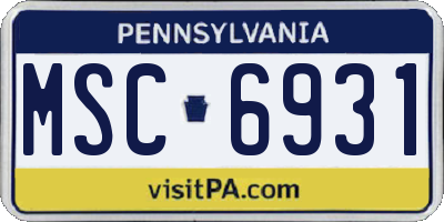PA license plate MSC6931