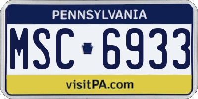 PA license plate MSC6933