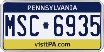 PA license plate MSC6935