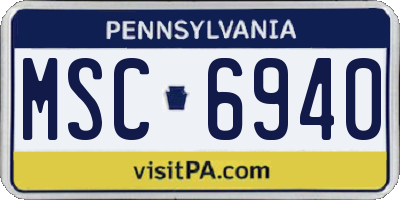 PA license plate MSC6940